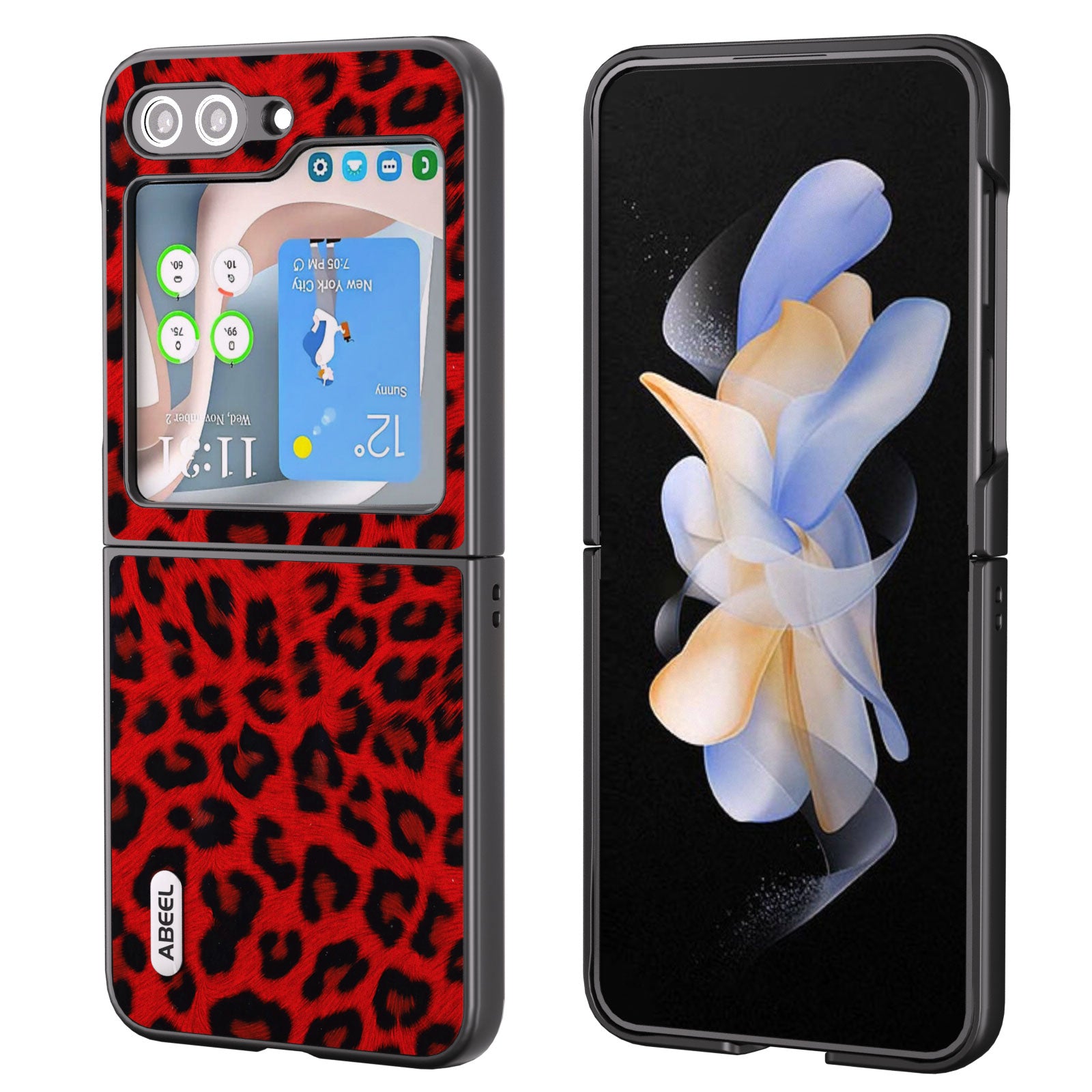 ABEEL Pro Samsung Galaxy Z Flip5 5G Pouzdro na telefon s leopardím vzorem PU kožené zadní pouzdro na PC ABEEL Pro Samsung Galaxy Z Flip5 5G Pouzdro na telefon s leopardím vzorem PU kožené zadní pouzdro na PC
